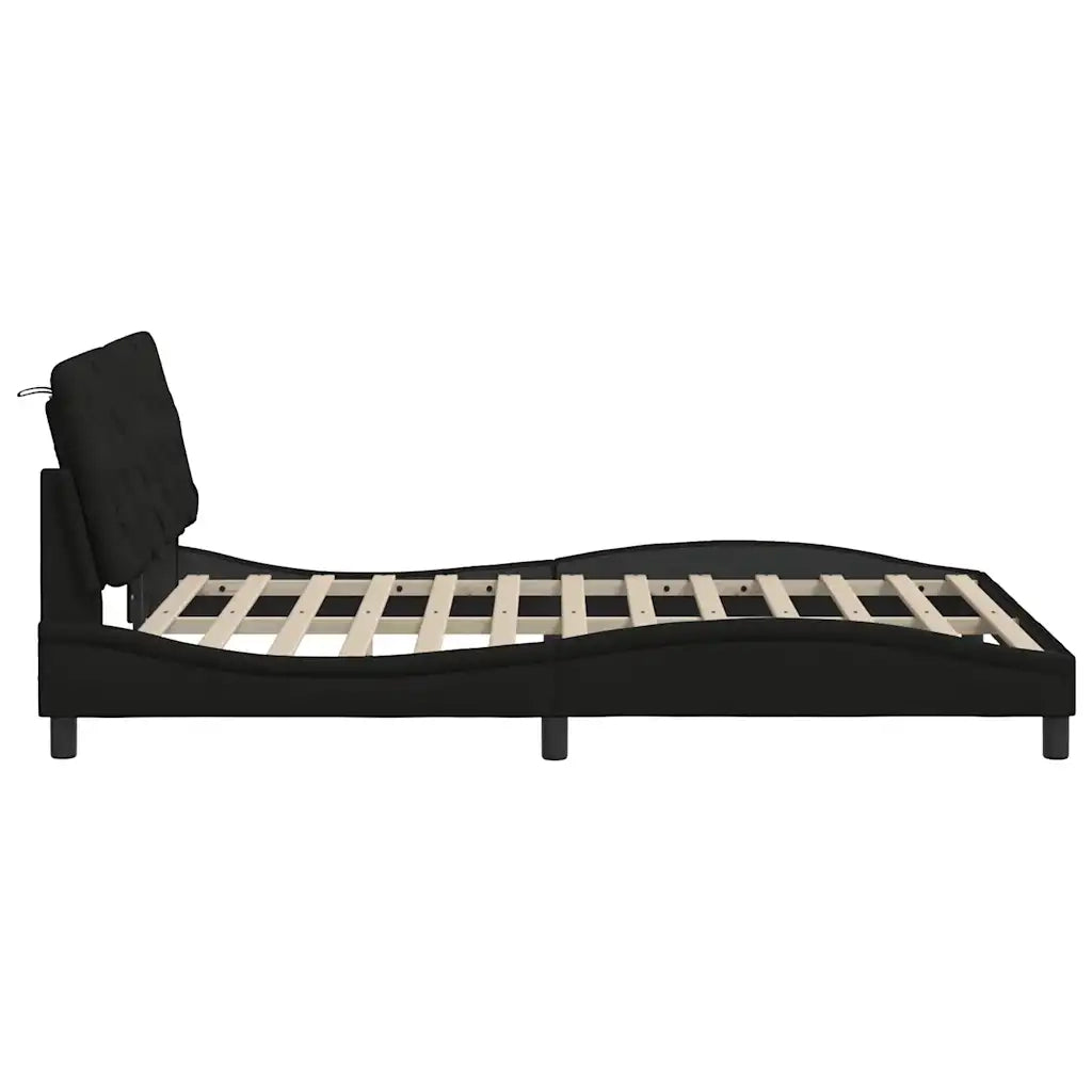 Giroletto con LED senza Materasso Nero 140x190 cm in Tessuto 3310666