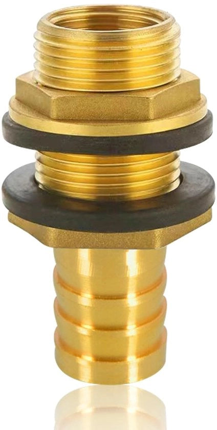 Porta acqua in rame - Regolatore porta acqua 1/2 pollici x 3/8 pollici - Tubo di scarico 12 mm - Bordo esterno / interno - Adatto per serbatoi d'acqua - Materiale di alta qualità - Regolatore acqua