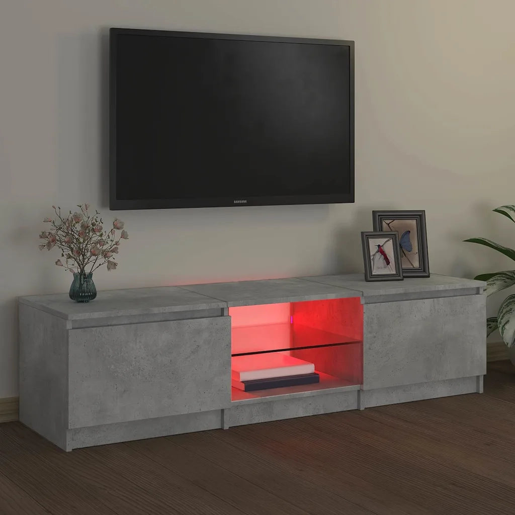 Mobile Porta TV con Luci LED Grigio Cemento 140x40x36 cm 804296