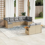 Set Divano da Giardino 9 pz con Cuscini Beige in Polyrattan 3227130