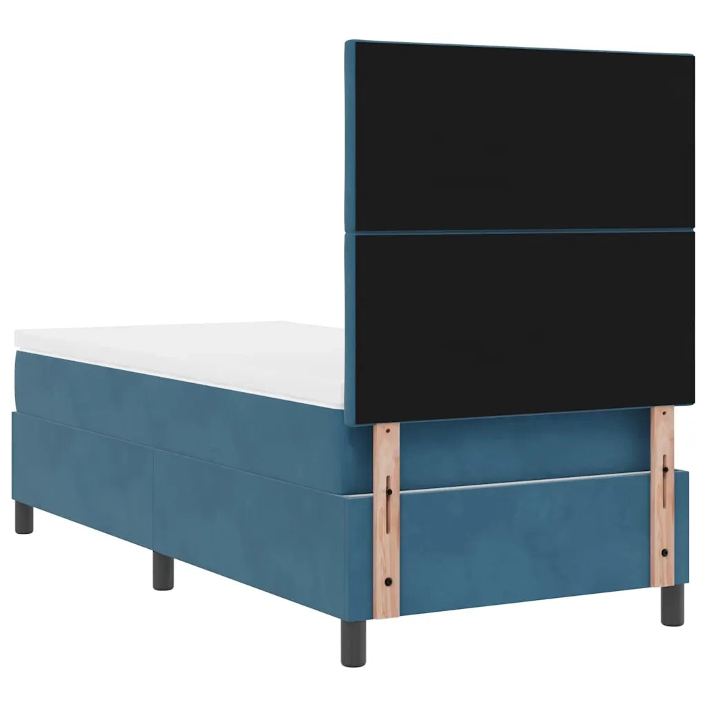Letto a Sorgente LED con testiera Blu Scuro 90 x 190 cm Velluto 3343350