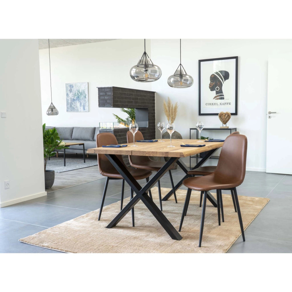 Set di 2 Sedie Stockholm, Marrone, Similpelle, 54x44x88 cm