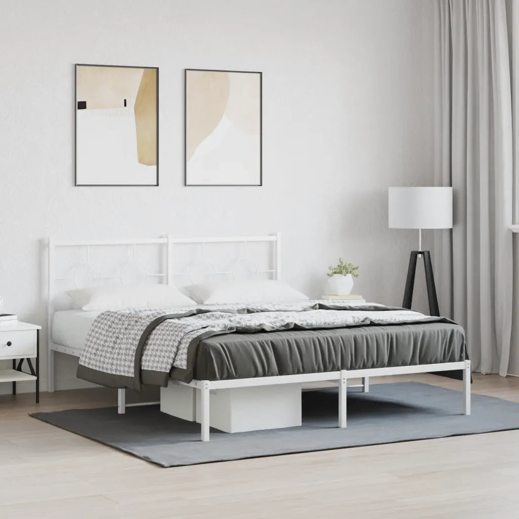 Giroletto con Testiera Metallo Bianco 150x200 cm 376277