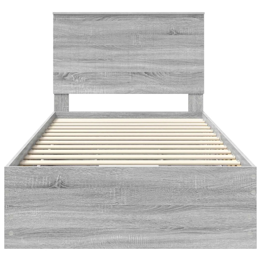 Letto singolo | Letto per adulti | Struttura del letto con cassetto Grigio Sonoma 100 x 200 cm