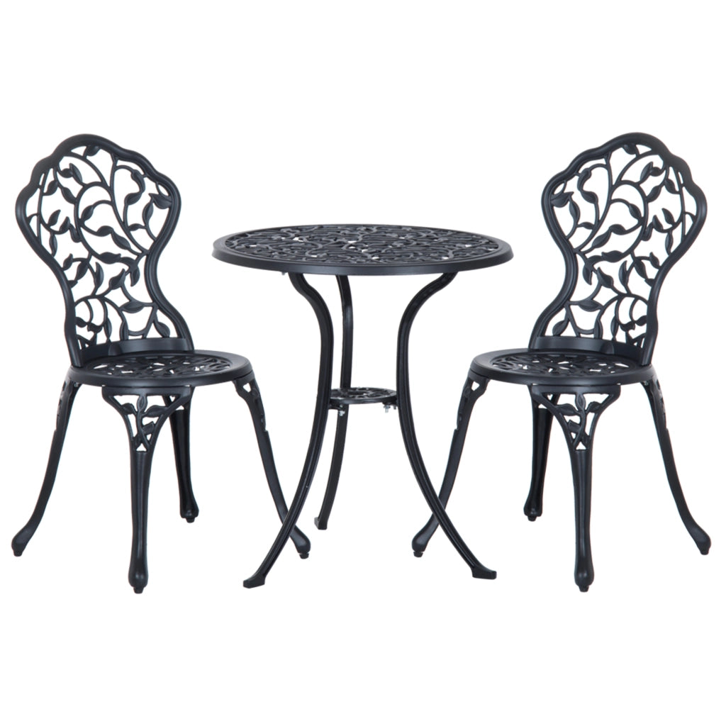 Set da bistrot per 2 persone, set di mobili da balcone con tavolino e 2 sedie, nero, ideale per giardino e terrazzo.
