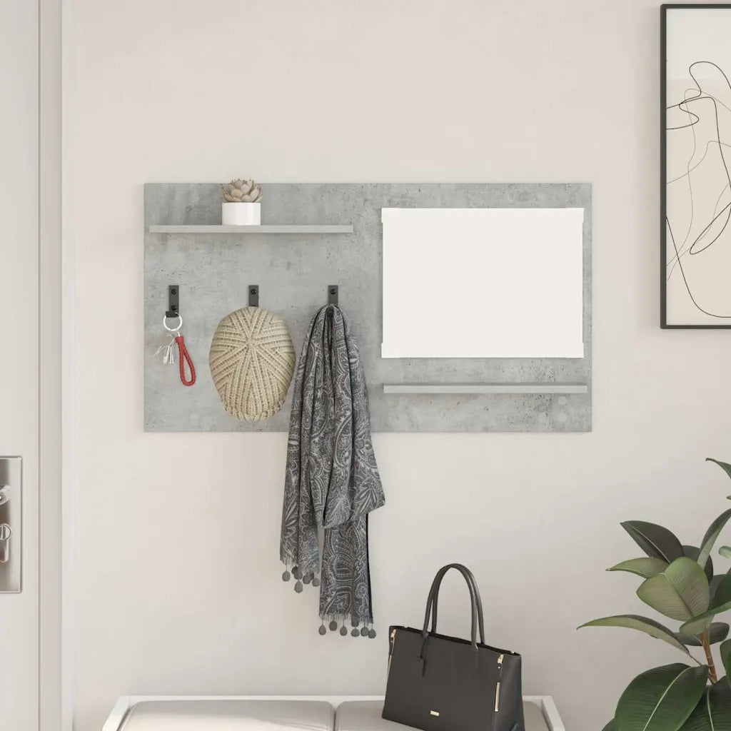 Appendiabiti a muro con specchio-Attaccapanni con specchio Grigio cemento 90 x 10 x 50 cm