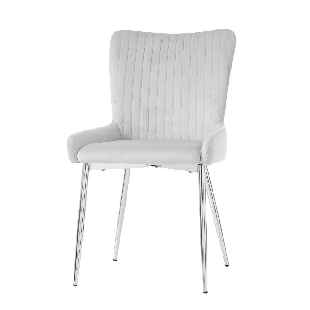 Set di 2 sedie da pranzo in velluto con gambe in metallo per soggiorno grigio