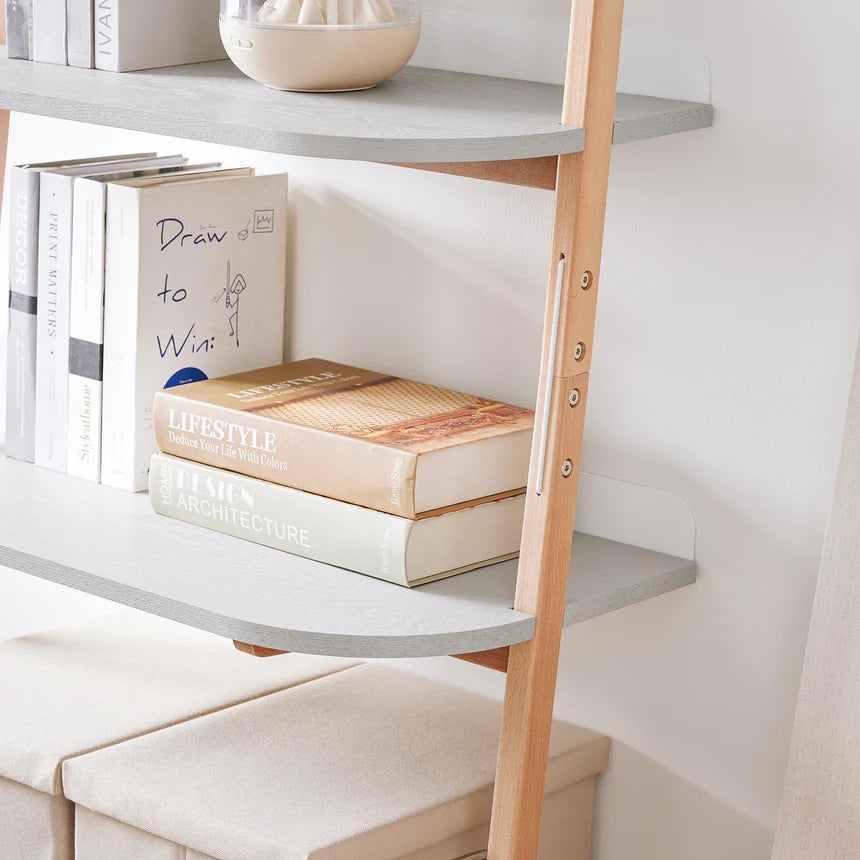 SoBuy Libreria multifunzionale Scaffale a scala con 4 ripiani Scaffale da parete Portaoggetti salvaspazio Grigio 65x39x169 cm HSTR02-HG