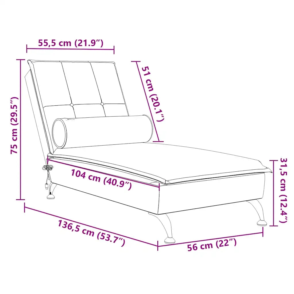 Chaise Longue Massaggi con Cuscino a Rullo Crema in Velluto CFW8197675
