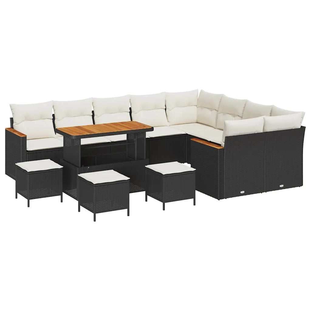Set Divano da Giardino 13 pcs Nero Rattan in Polipropilene
