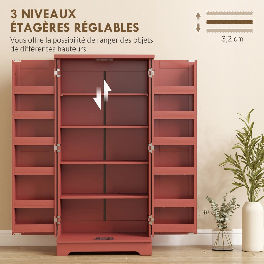 Credenza Cucina 5 Ripiani ¨C Xylo ¨C Porte Regolabili 60x40x120cm Effetto Legno Rosso