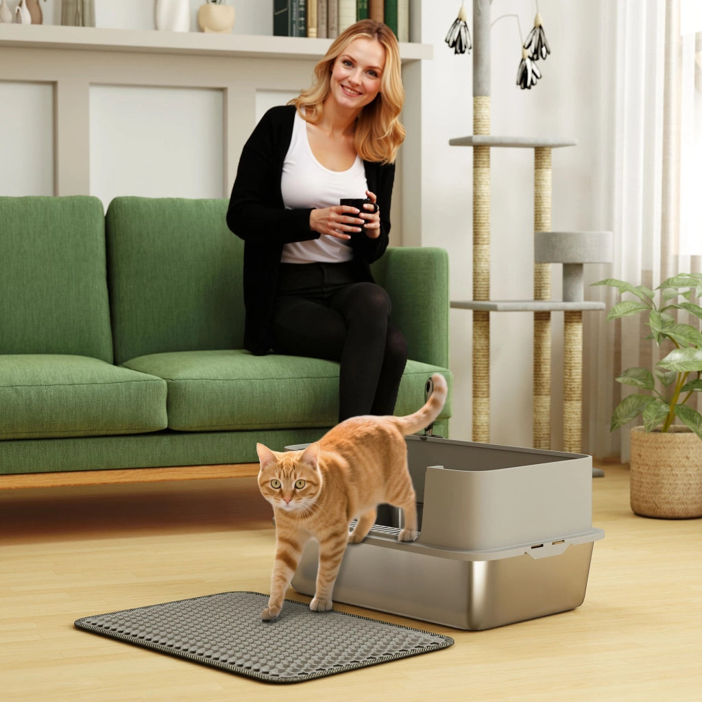 Lettiera per gatti XL in acciaio inox ¨C Xylo ¨C 60,2x40,2x29,5 cm grigio