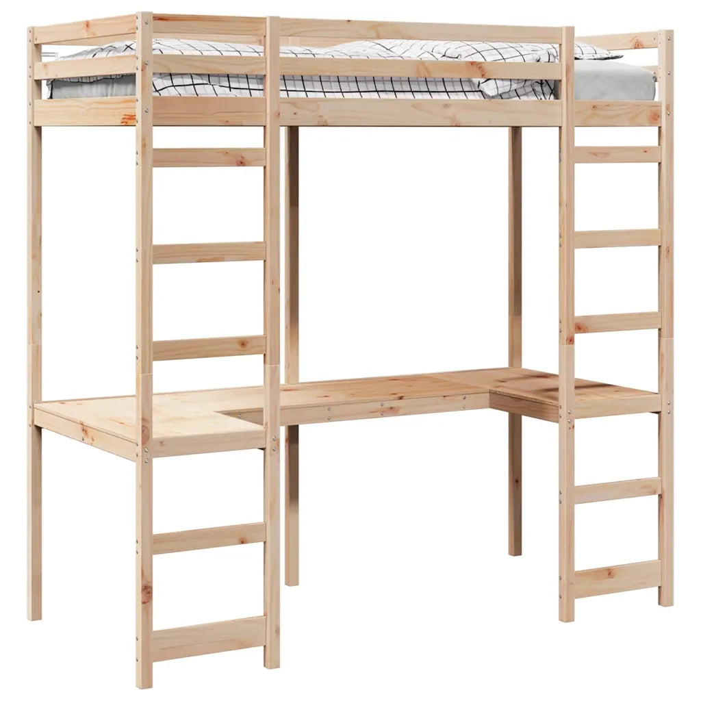 Struttura per letto soppalco Naturale 80 x 200 cm Pino massello 3414552