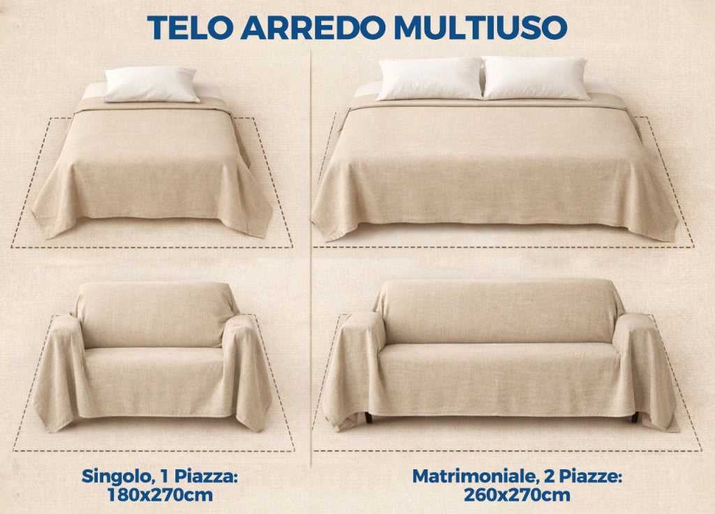 Telo Arredo In 100% Cotone Disegno Unicorno - Matrimoniale - Unicorno