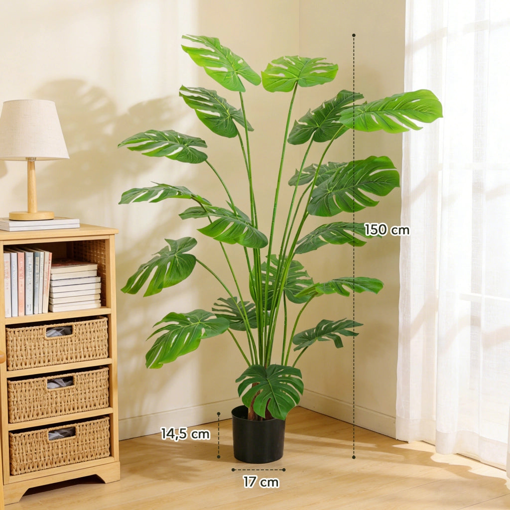 Pianta artificiale Monstera Deliciosa ¨C Xylo ¨C con vaso, altezza 150 cm, verde