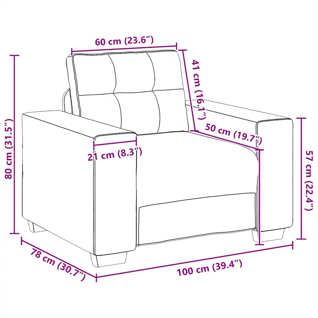 Divano Sedia Rosa 100x78x80 cm Velluto 4105101