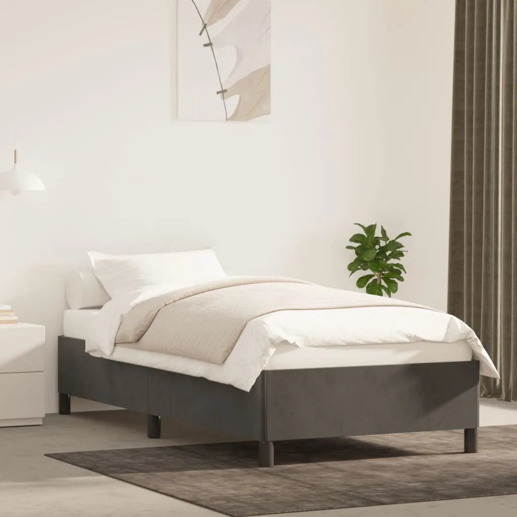 Letto singolo | Letto per adulti | Giroletto senza Materasso Grigio Scuro 90x200 cm Velluto
