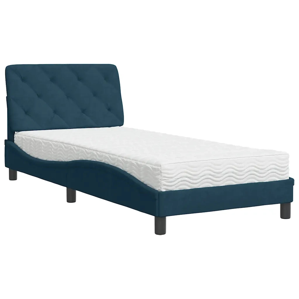 Letto con Materasso-Struttura Letto con Materasso Blu 80x200 cm in Velluto