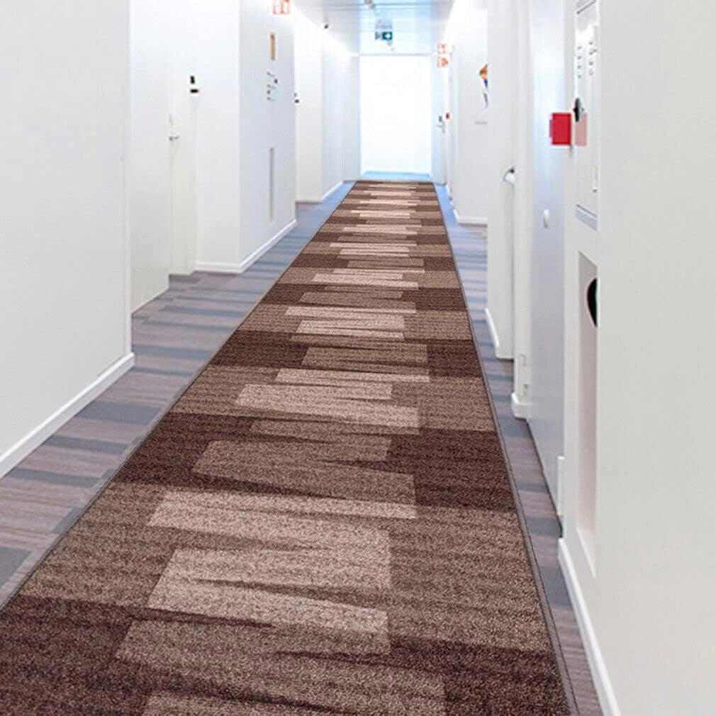 Passatoia Scala Bordata 67x1000 cm Ingresso Corridoio Tappeto Cucina Gradini Zig Zag Marrone