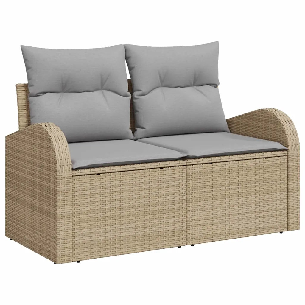 Divano da giardino con cuscino Beige 124 x 62 x 69cm polyrattan 42006735