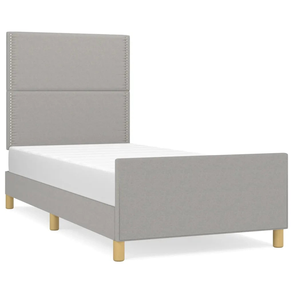 Letto singolo | Letto per adulti | Giroletto senza Materasso Grigio Chiaro 90x200 cm Tessuto