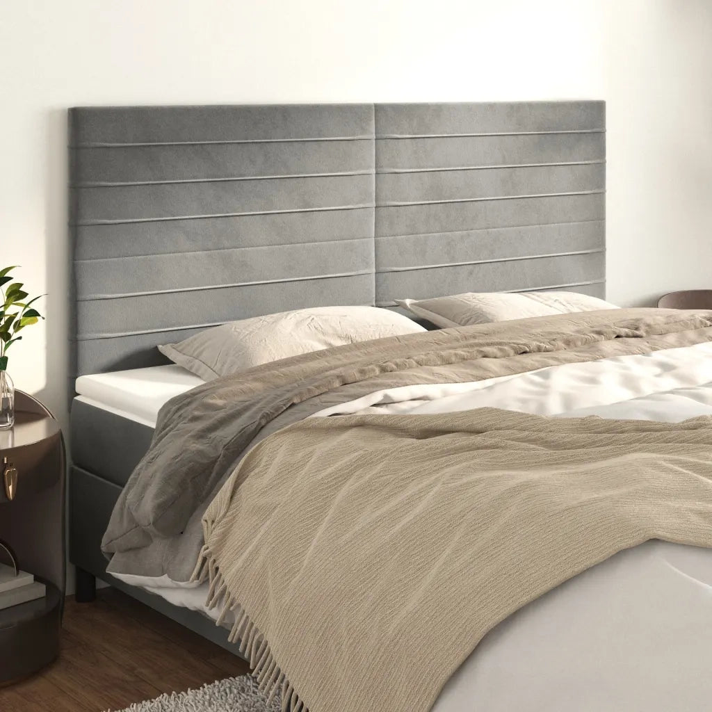Testiera | Testata Grigio Chiaro 200x5x118/128 cm Velluto