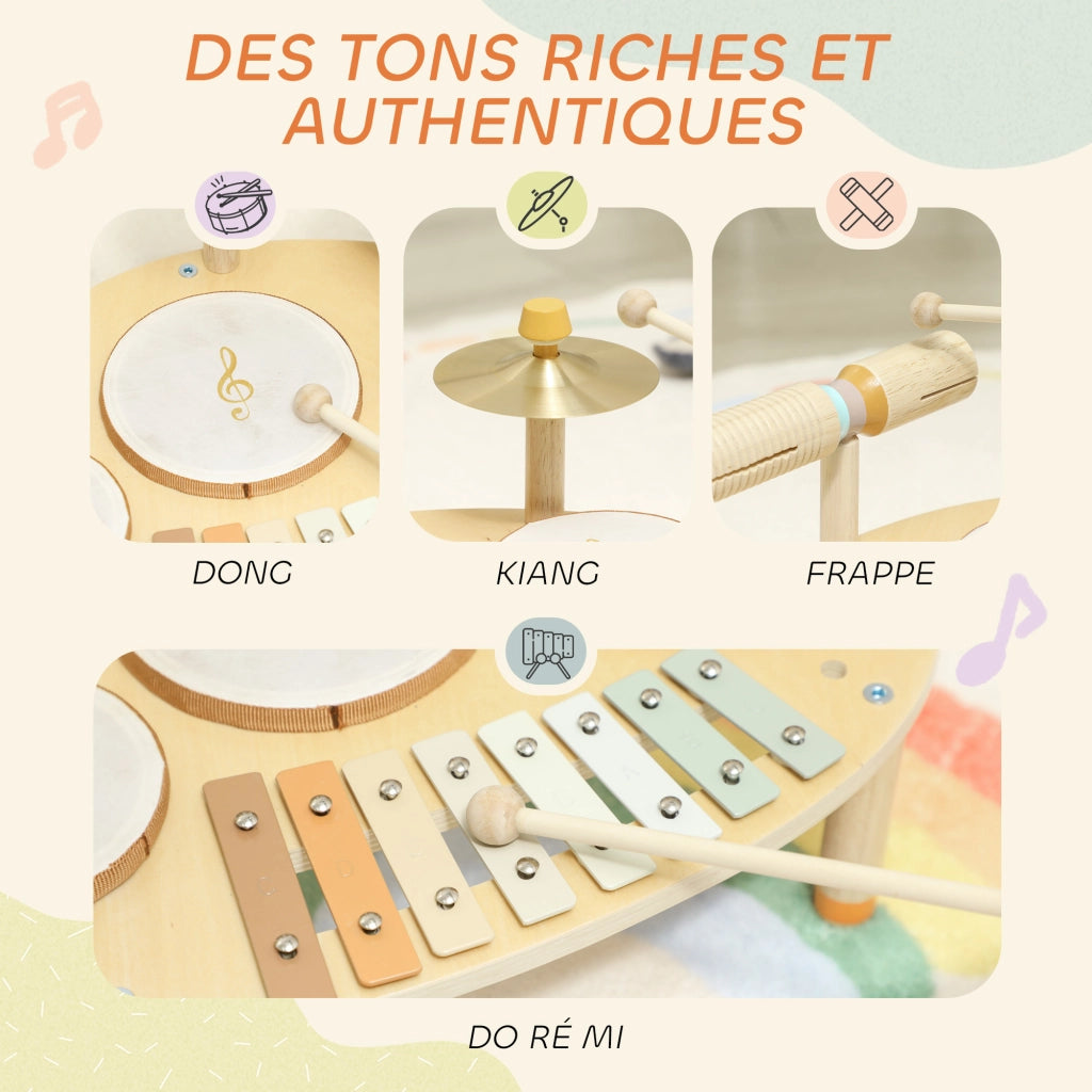 Set Strumenti Musicali per Bambini ¨C Xylo ¨C Tamburo e Xylophone in Legno Naturale