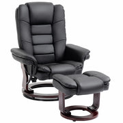 Set Poltrona Relax e Pouf Poggiapiedi, Girevole a 360¡ã e Reclinabile, Similpelle PU