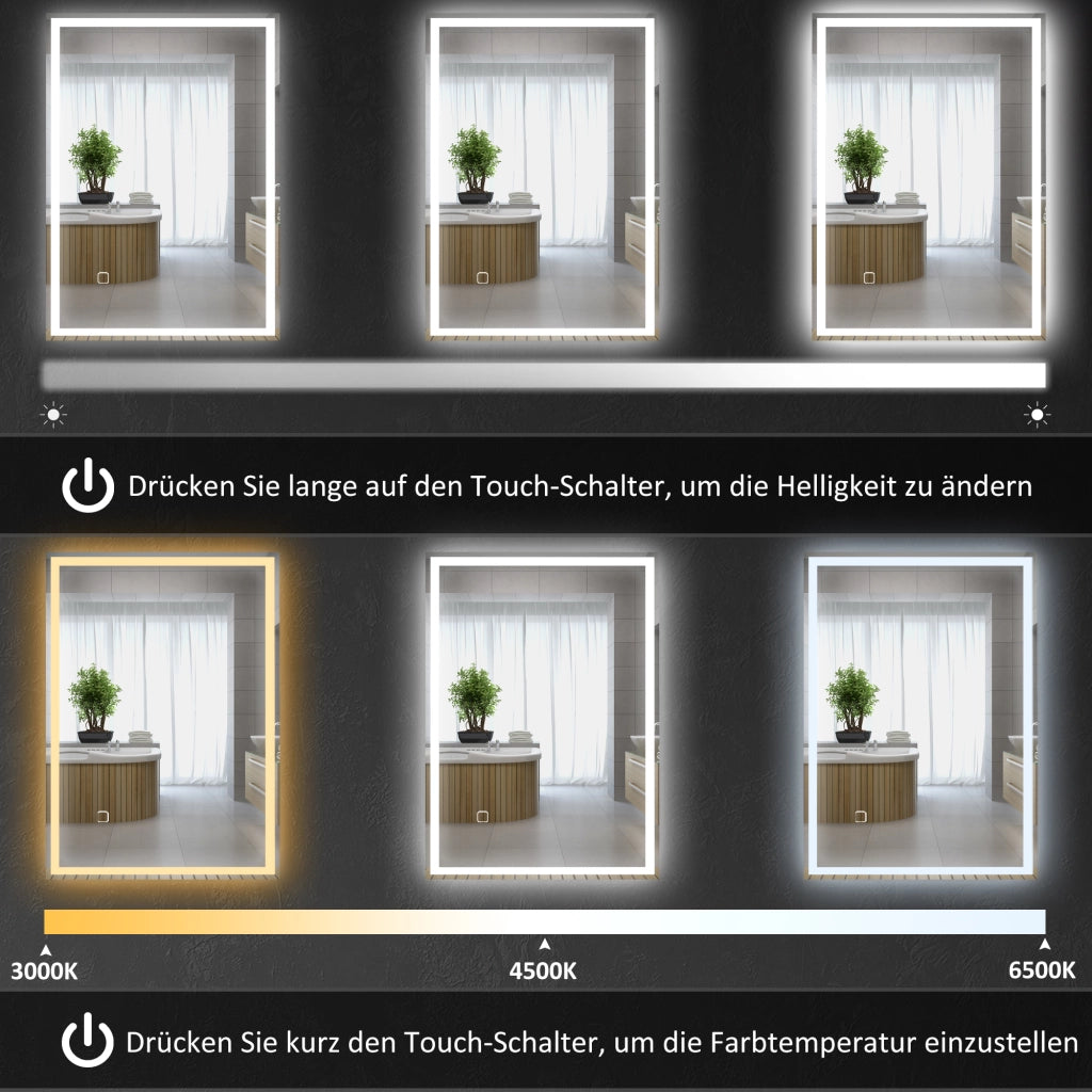 Specchio da Bagno con LED ¨C zephmum ¨C Bianco 60x30x