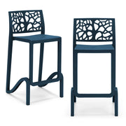 Set 2 sgabelli in polipropilene TETI altezza seduta 75cm, impilabile, idrorepellente, resistente ai raggi UV, design moderno e innovativo, ideale per la cucina, la veranda o giardino colore Petrolio