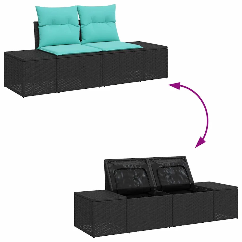 Set Divano da Giardino Nero e Turchese polyrattan 3355745