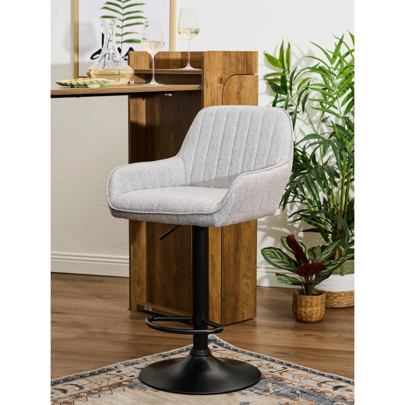 Set di 2 Sgabelli Percy In Tessuto Grigio Chiaro Melange Dimensione 49x53x89 5-109 5cm
