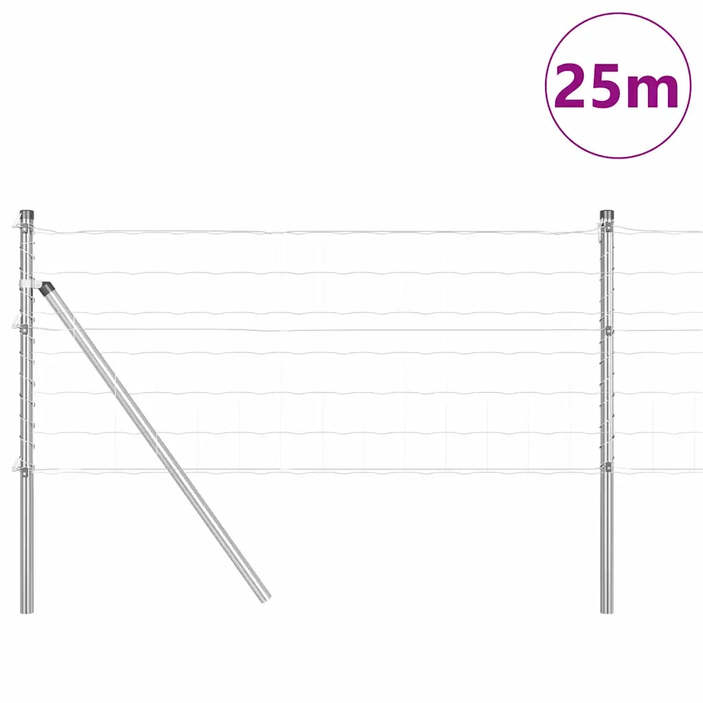 Recinzione con Posto Argento 0,8 x 25 m Acciaio e PVC 3350510