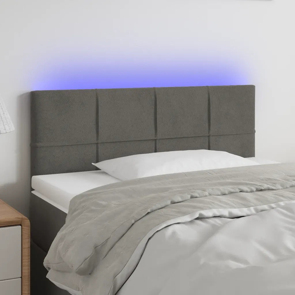 Testiera a LED-Testata con LED Grigio Scuro 80x5x78/88 cm in Velluto 300807
