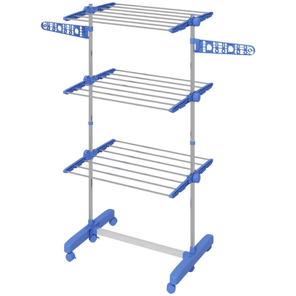 Stendibiancheria Pieghevole 4 Ripiani ¨C Xylo ¨C 142x55x152 cm Blu Argento