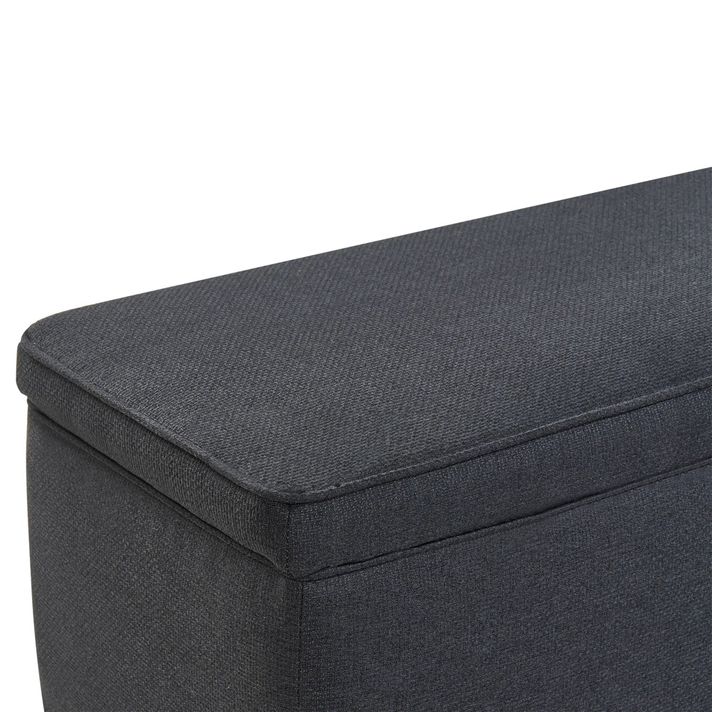 Panca da ingresso con contenitore gambe in legno di pioppo in tessuto facile da pulire nero piano ribaltabile stile moderno
