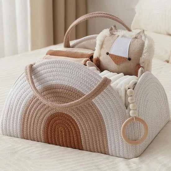 Organizzatore di Cambi per Bambino con Divisori e Maniglie - Organizzatore per Cambi per Bambino - Contenitore di Cambi Portatile Bianco per Commode e Auto - Regalo di Bagnoslenza Pratico
