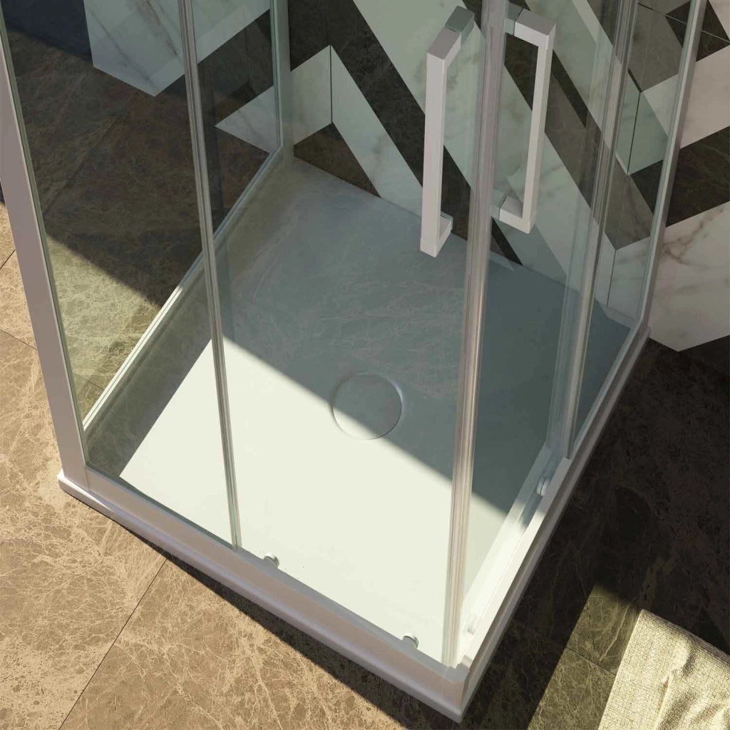 Box Doccia 3 Lati in PVC 75x100 CM H 200 Vetro Trasparente Profilo Bianco mod. Lite