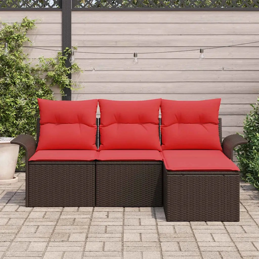 Set Divano da Giardino con cuscino 4 pcs Marrone polyrattan 3353983