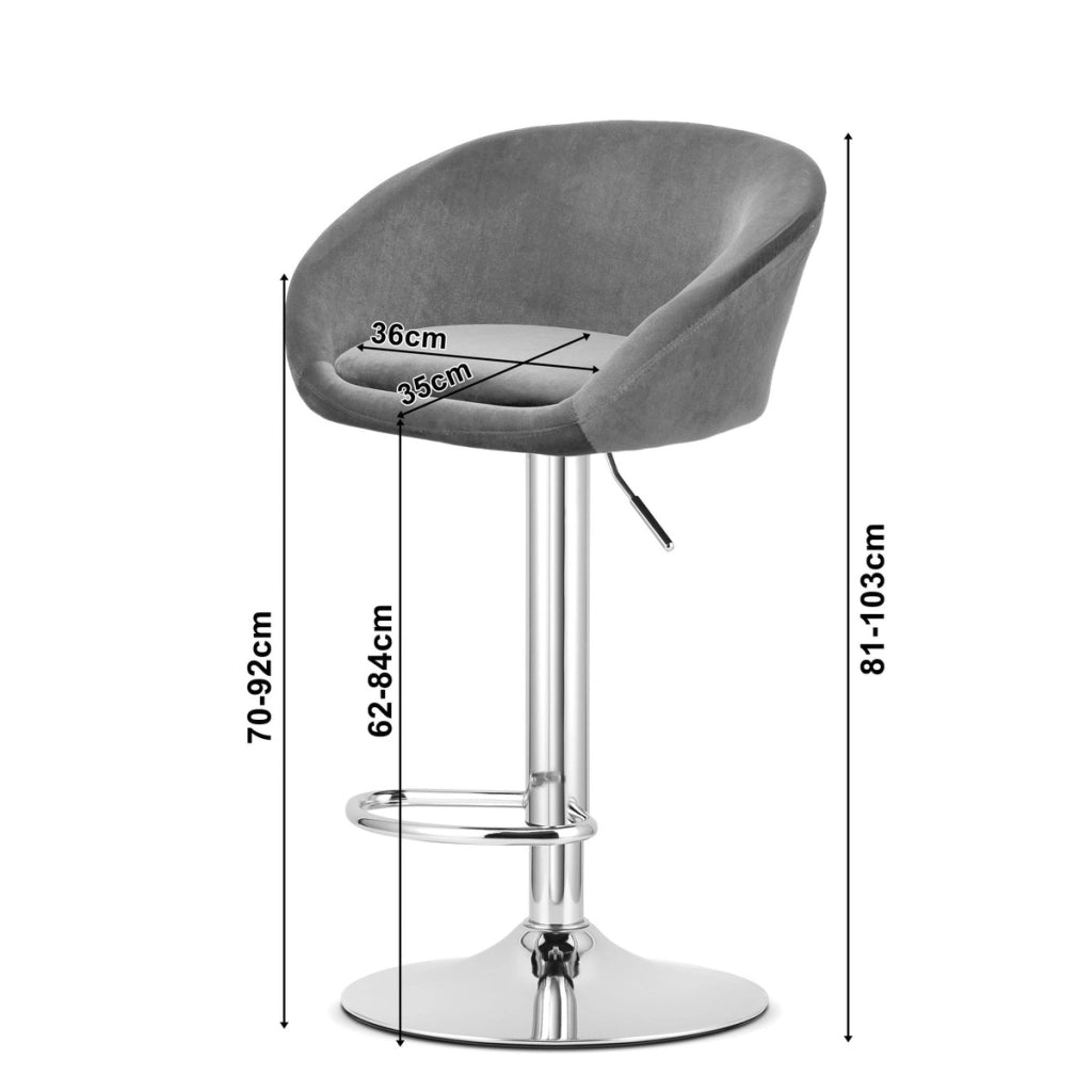 Set di 2 sgabelli bar East in velluto grigio e metallo nero
