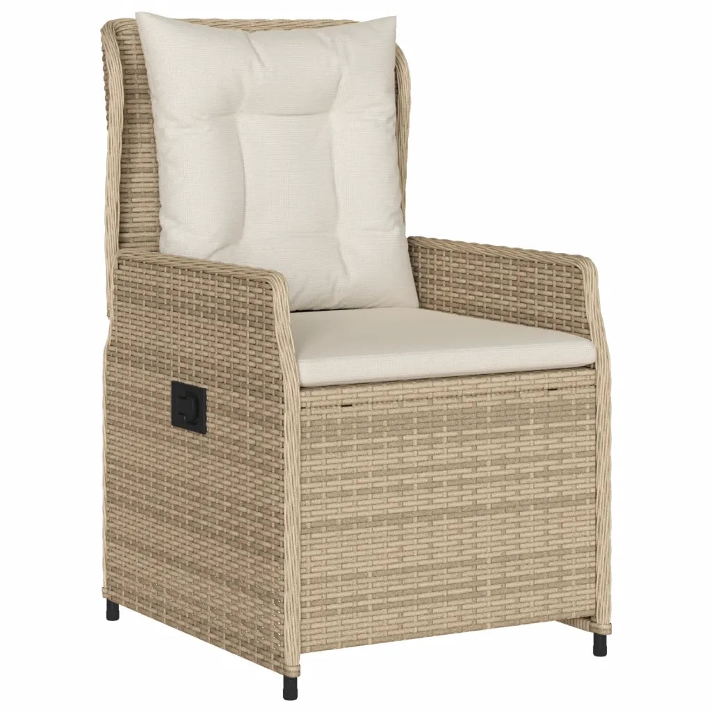 Set da Pranzo da Giardino 5 pz con Cuscini Beige in Polyrattan