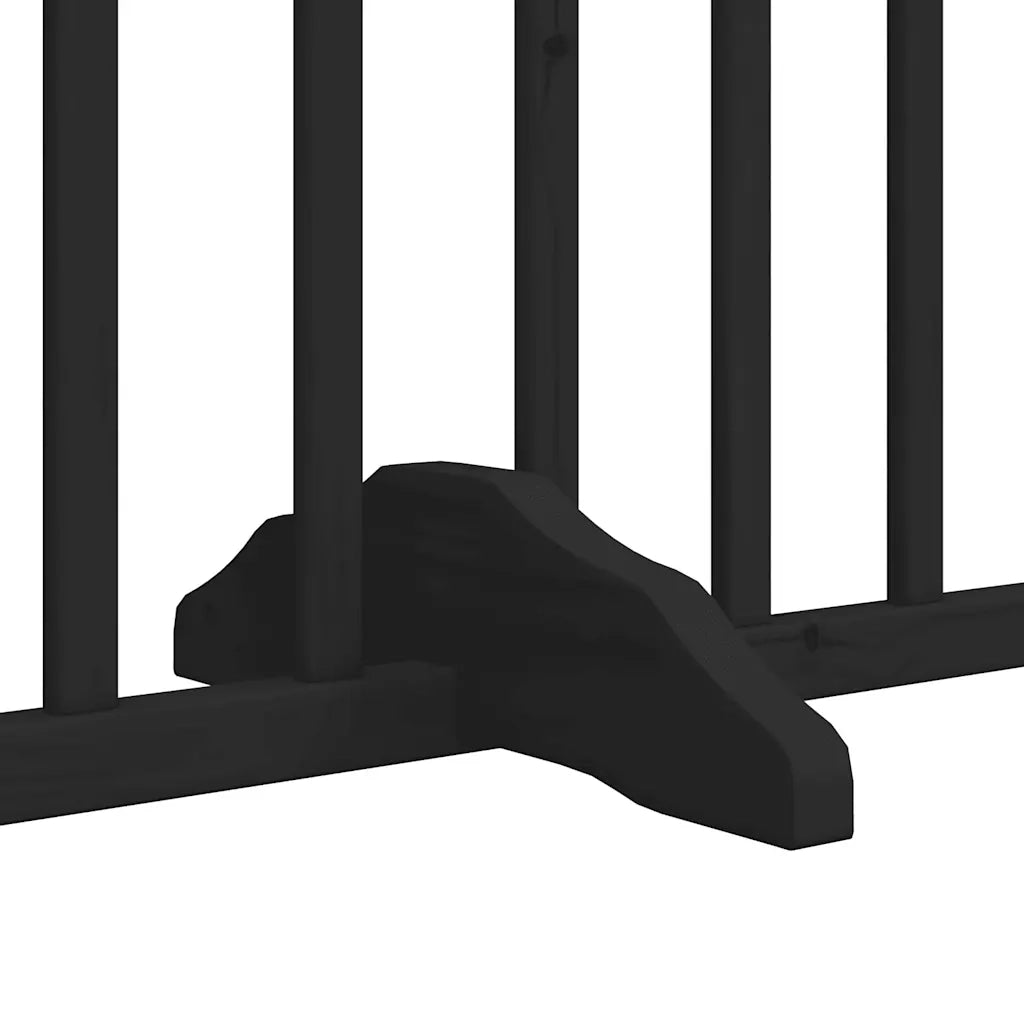 Cancello per Cani Porta Pieghevole Nero 4 Pannelli 320cm Pioppo 352227