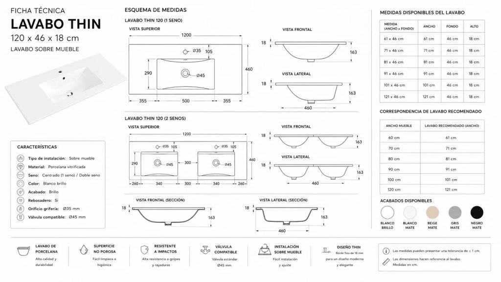 Mobile bagno con lavabo ORIGENBATH CAPRERA senza specchio 80x45 cm frassino tea