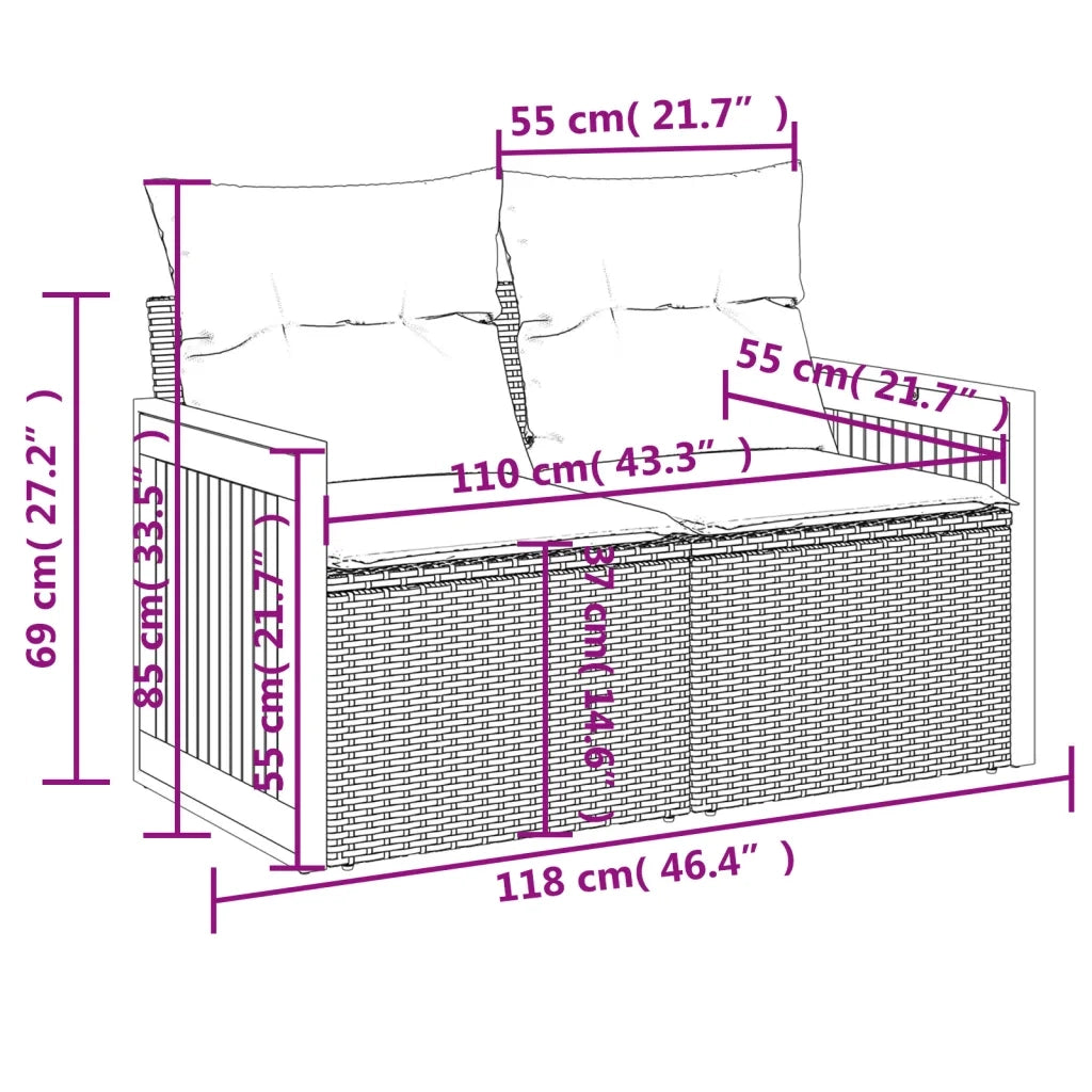 Set Divani da Giardino con Cuscini 7pz Nero Polyrattan 3227945