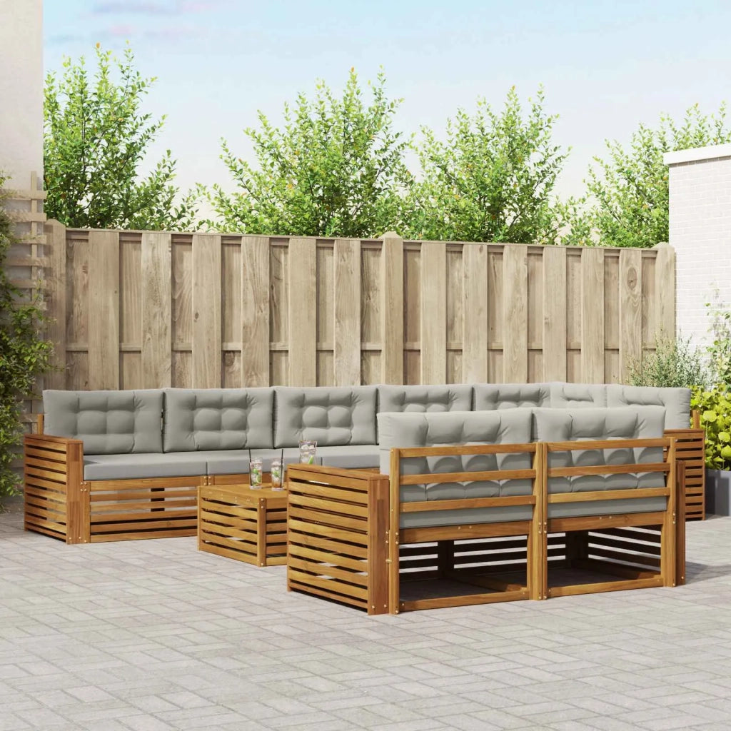 Set di divani da esterno 9 pcs Grigio Naturale e Chiaro 3373706