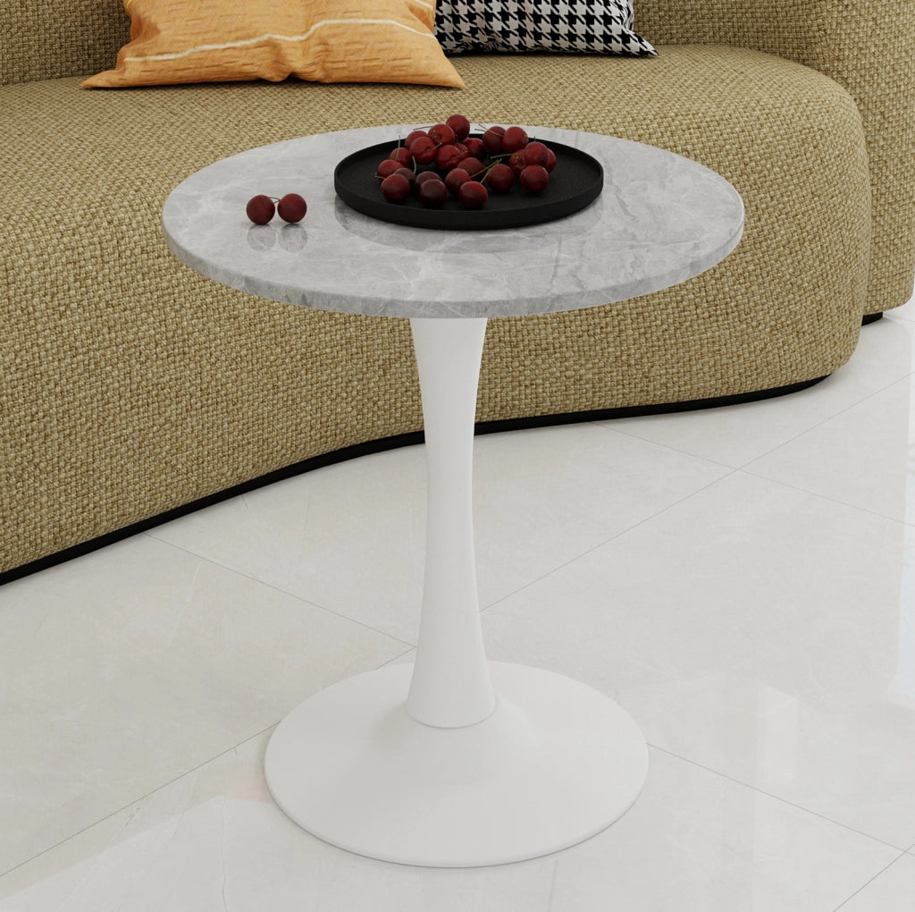 Tavolino da caffè moderno in marmo artificiale grigio e bianco