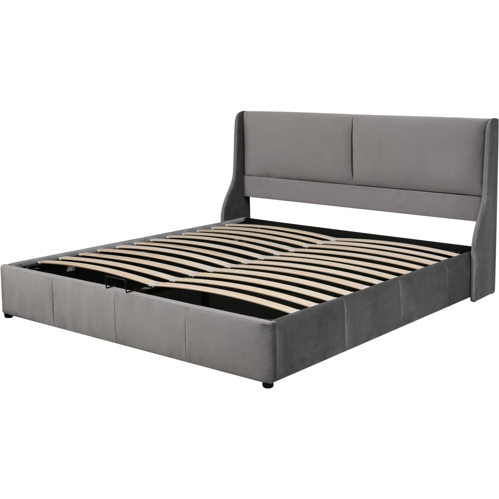 letto imbottito velluto grigio 160 x 200 cm