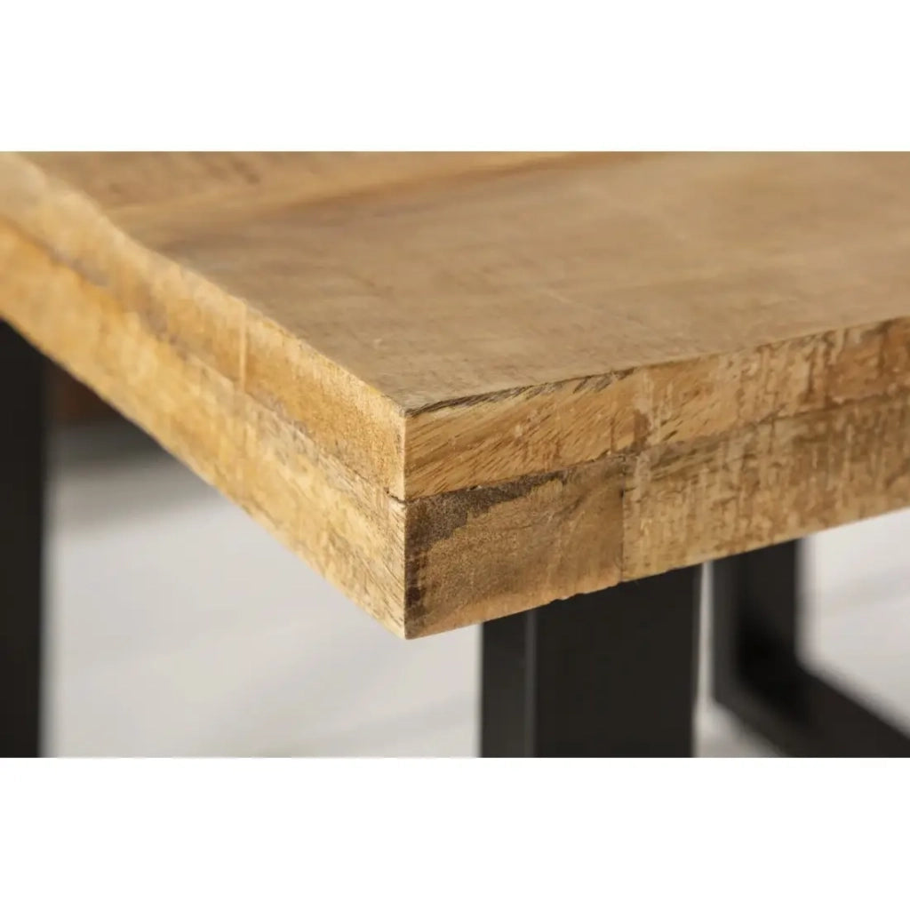 Tavolino LODEN 60 cm in legno massiccio di mango e metallo nero – stile industriale