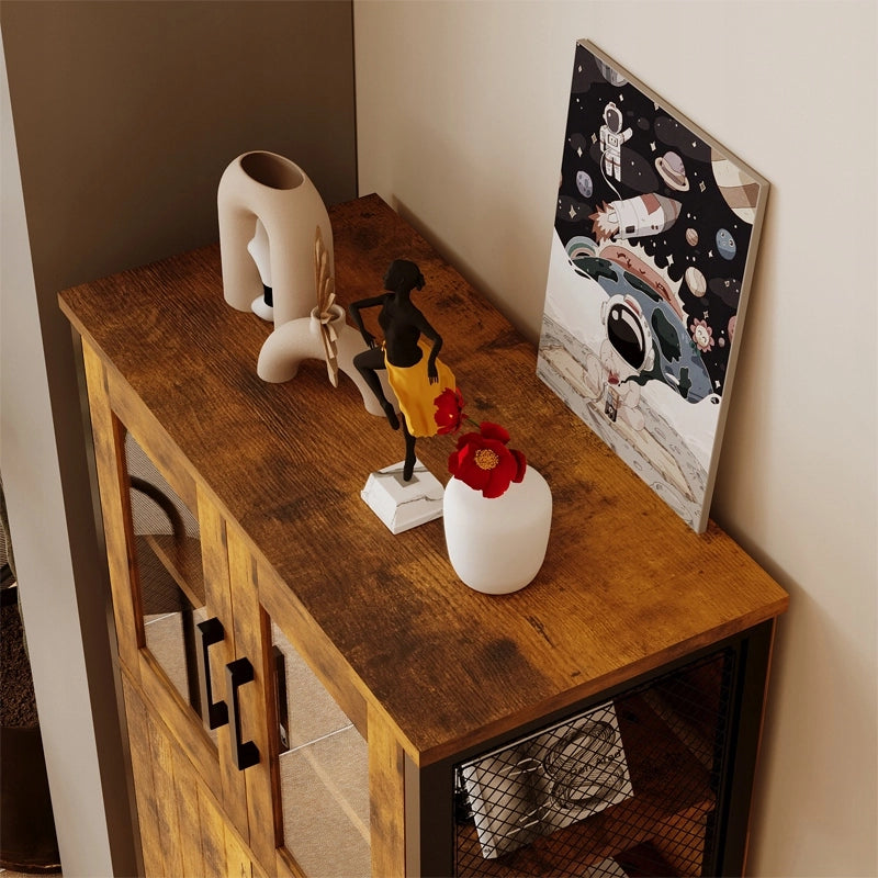 Credenza rustica, mobiletto in stile loft vintage retrò per sala da pranzo e cucina
