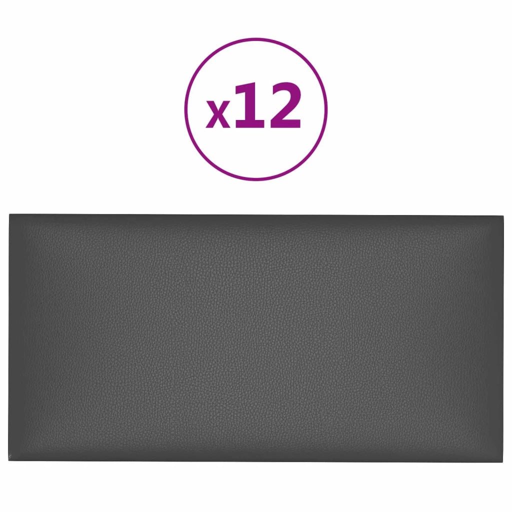 Testiera da Parete 12 pcs Grigio 60 x 30 cm Tessuto 4008348
